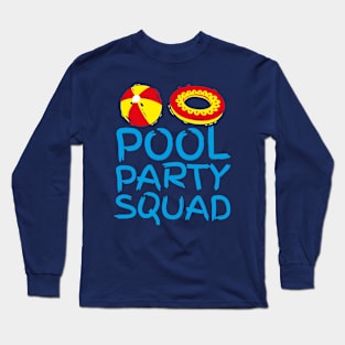 Funny Pool Party Squad Birthday Summer Family Swimming Kids Long Sleeve T-Shirt